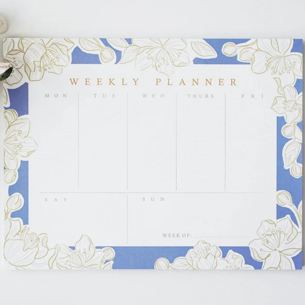 Ginably Blue Floral Weekly Planner NIP